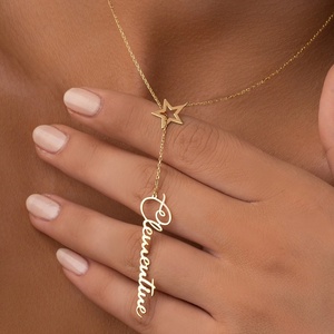 Collier personnalisé avec nom et lettre d'amour en acier inoxydable plaqué or 18 carats, chaîne à maillons minimaliste, pendentif, cadeau de la Saint-Valentin - Product Image 4