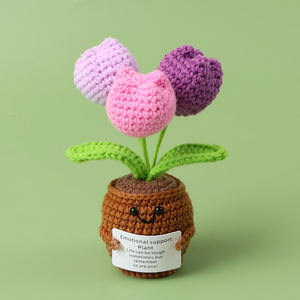Bunga buatan tangan bunga buatan tangan Crochet Lily of the Valley merajut pot bunga Valentine hadiah Hari - Product Image 4