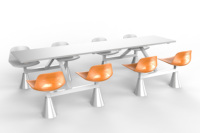 Ensemble table et chaises de cantine 4 places, table de cafétéria intégrée pour le personnel avec structure robuste