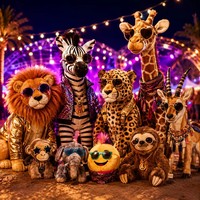 Lot de Peluches Personnalisées Thème Festival Bohème Safari, Lion Zèbre Girafe Léopard Singe Paresseux Mascotte Animaux Sauvages en Peluche