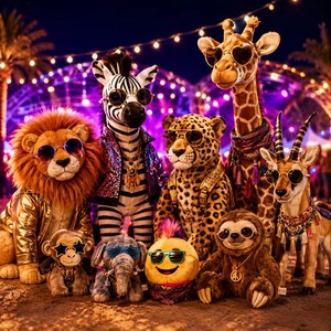 Lot de Peluches Personnalisées Thème Festival Bohème Safari, Lion Zèbre Girafe Léopard Singe Paresseux Mascotte Animaux Sauvages en Peluche - Product Image 1