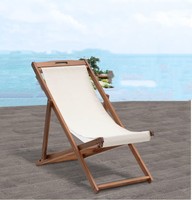 Chaise longue de patio en bois d'extérieur 2 ensembles de chaises de plage en bandoulière hauteur chaises de plage inclinables portables