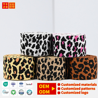 Bandes élastiques jacquard personnalisées OEM ODM avec logo, en polyester, motif léopard, en gros, pour vêtements et sous-vêtements