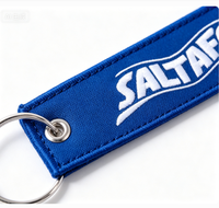 Porte-clés en tissu nylon tissé avec logo personnalisé, anneau métallique personnalisé, étiquette de vol pour cadeau d'aviation