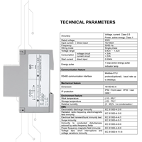 Compteur d'énergie monophasé sur rail DIN, moniteur de circuit de branche pour bâtiment commercial, 100A, connexion directe, Modbus RTU, LCD, CE, 18mm, 1DIN