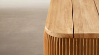 Table basse d'extérieur en teck de qualité supérieure, style espagnol, coins arrondis, finition polie à la main, pour projets de jardin privé
