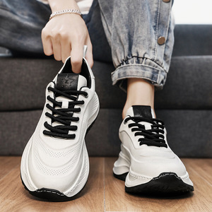 Men's Autumn <b>Lace</b>-up Breathable Mesh Sneakers Casual Height-Increasing <b>White</b> Dad Shoes YZ H35 - Product Image 4
