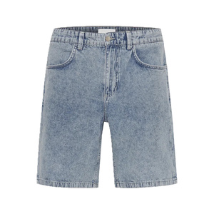 Shorts en denim tissé droit pour homme, performance quotidienne, été, lavage clair, respirant et confortable, tenue décontractée - Product Image 1