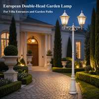 Lampadaire de jardin européen à double tête blanc, luminaire décoratif extérieur pour villa, allée, parc, projets de paysagisme