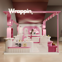 Plateforme d'exposition ouverte de style Sweet-Cool Girl, magasin éphémère, étagères multi-niveaux roses, design global