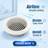 Grille d'aération murale moderne et durable en ABS blanc avec lamelles droites réglables et fixation à ressort pour extérieur et sous-sol