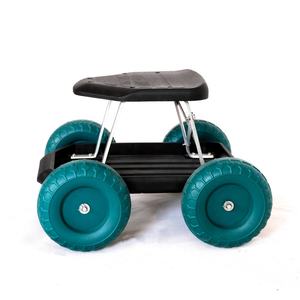 पोर्टेबल लाइटवेट स्टैकेबल टूल स्टोरेज गार्डन वर्क ट्रॉली कार्ट टूल्स वर्क व्हील्ड गार्डनिंग सीट 4 पहियों के साथ - Product Image 3