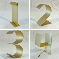 Numéros de table 3D en métal doré de luxe OEM 1-10, autoportants, en acier inoxydable brossé/anodisé/aluminium, pour mariage