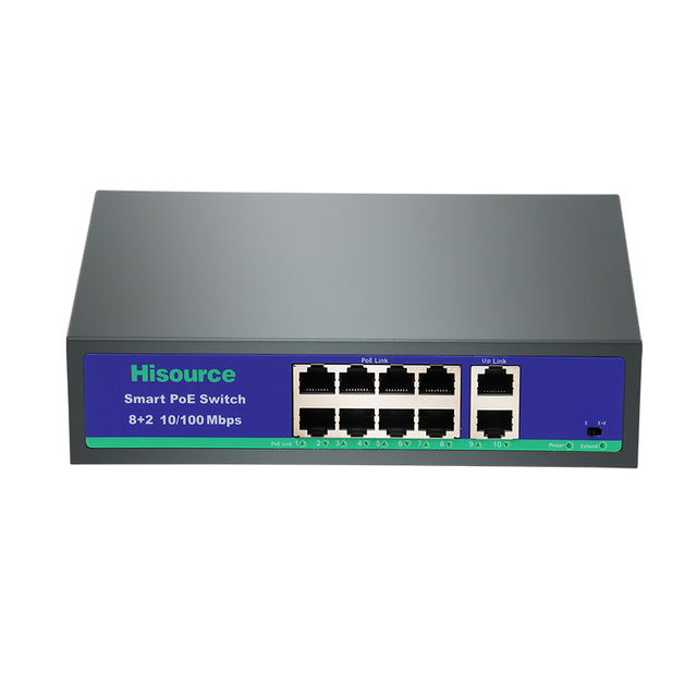 Factory Price 250m Long Distance Data and Power Transmission 2 Uplink 8 Port Poe  Network Switch for CCTV Smart System