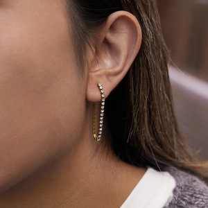 Pendientes de Araña de Acero Inoxidable con Baño de Oro de 18K, Cadena de Zirconia y Borlas, Joyería de Fiesta, Diseño Geométrico, Estilo Lujo Ligero - Product Image 2