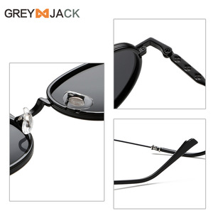 Gafas de sol redondas Greyjack con montura metálica, negras, unisex, UV400, polarizadas, tipo 3 - Product Image 2