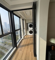 Panel de Vidrio Plegable con Aislamiento Acústico Interior de Borde Estrecho y Elegante para Cocina y Baño, Marco de Aleación de Aluminio, Diseño Minimalista
