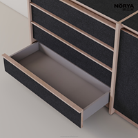 NORYA Meuble de rangement de luxe moderne en hêtre européen massif avec finition carbonisée, 4 tiroirs pour chambre et salon, mobilier de maison