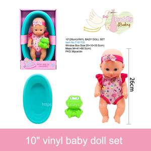 Encantadora <span class=keywords><strong>muñeca</strong></span> de ojos abiertos de vinilo completo de 10 pulgadas con <span class=keywords><strong>bañera</strong></span>, botella o rana <span class=keywords><strong>para</strong></span> niños, juego de baño de simulación - Product Image 3