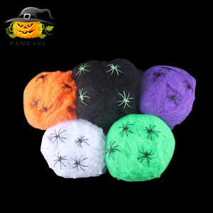 Decoración de Halloween, bolas de malla de algodón con arañas, accesorios para fiestas en interiores, para casa embrujada, tema de cementerio, 60G, poliéster, redondas - Product Image 2