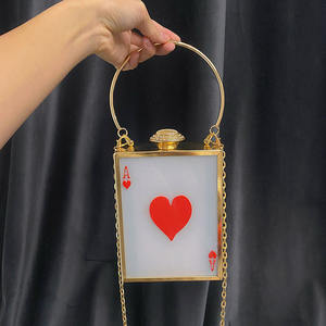 Las Vegas Poker Card Ppics Ace Borsa a tracolla da <span class=keywords><strong>donna</strong></span> morbida borsa da sera pochette con struttura in metallo con cerniera per la notte - Product Image 5