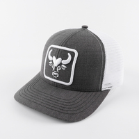 Topi Trucker Jaring Model 112 Bordir 3D Abu-abu Heather 6 Panel Gaya Fashion Berkualitas Tinggi Custom Grosir