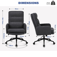 Chaise de bureau de direction à dossier haut, réglable en hauteur, pivotante, avec accoudoirs fixes et coussin épais