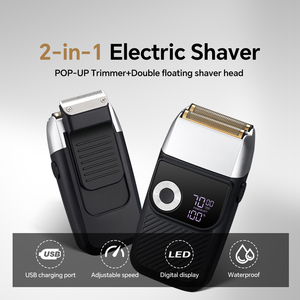 Afeitadora de barba con carga tipo C, máquina de afeitar para cabello y barba con doble cuchilla de lámina - Product Image 2
