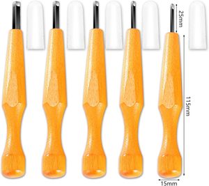Ensemble de 5 <span class=keywords><strong>outils</strong></span> de sculpture sur bois triangulaires en acier inoxydable de qualité supérieure, ciseaux en V (1,5 mm-5 mm), étui souple <span class=keywords><strong>pour</strong></span> artistes - Product Image 3