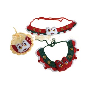 Écharpe chaude du Nouvel An pour animaux de compagnie, collier de danse du lion rouge pour chatons et chiens, petite et moyenne taille, motif dessin animé, en fil - Product Image 5