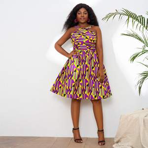 Nouveauté robe d'été en polyester ciré sans manches au genou pour femmes robe africaine imprimée en <span class=keywords><strong>cire</strong></span> Ankara - Product Image 5