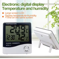 Thermomètre à horloge numérique LCD sans fil pour intérieur/extérieur Hygromètre Testeur de température et d'humidité en plastique avec affichage pour usage domestique