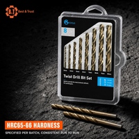 Jeu de forets hélicoïdaux en cobalt B&T HSS M35, 8 pièces, 3-10 mm, DIN 338, pointe fendue à 135 degrés, queue ronde, fabrication OEM