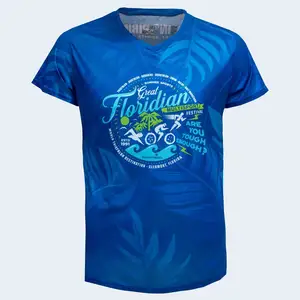 Femmes 100% Polyester à séchage rapide par sublimation Impression unisexe col en V Running Event Marathon Moisture Wicking T shirt Wholesale