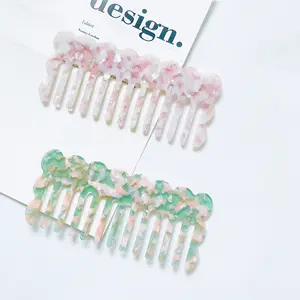 Hot Selling Customized Pink Wide Tooth Custom Comb Cellulose Acetate 4 MM Hair Comb Set Anti-Static Combs