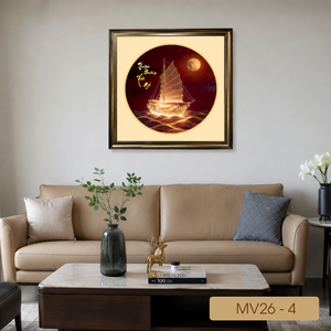 Wholesale Feng Shui Sailboat Decorative Wall <b>Painting</b> Gold Foil Art <b>Frame</b> Luxury Home Decor Made in Vietnam OEM ODM Model MV26-4 - Product Image 2