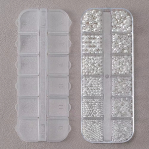 Perlas blancas para decoración de uñas, diamantes de imitación, cuentas semiredondas, tamaño mixto, perlas planas para uñas, decoración DIY, cuentas de <span class=keywords><strong>manicura</strong></span>, <span class=keywords><strong>piedras</strong></span>, 12 rejillas - Product Image 4