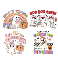 Transferts thermiques personnalisés pour Halloween, prêts à poser sur t-shirts, transferts sérigraphiques, logos thermocollants pour sacs