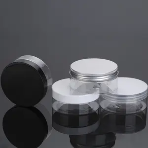 3OZ化妆品面霜空罐包装磨砂透明黑色宽口身体乳液宠物罐，带金色银色黑色盖帽