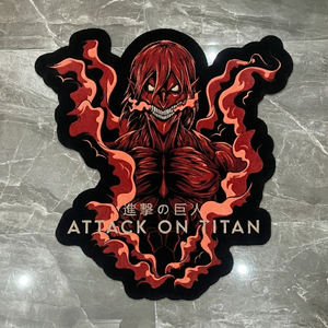 Tapis d'anime moderne en polyester lavable, motif Attaque des Titans, à poils plats, forme originale, épais, découpé, doux, pour la décoration de la maison - Product Image 1