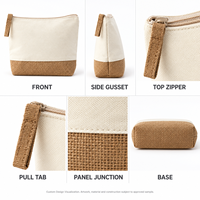 Pochette cosmétique à fermeture éclair bicolore en toile et jute personnalisée OEM ODM