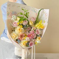 Buket Hadiah Festival Qixi - Kertas Kraft Minimalis Trendi Bunga Segar 37x50cm Hadiah DIY Buatan Tangan Dari Cina