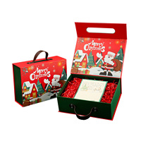 Boîte cadeau de Noël rouge, boîte souvenir personnalisable de forme rectangulaire avec impression par estampage pour l'emballage de tasses et d'écharpes