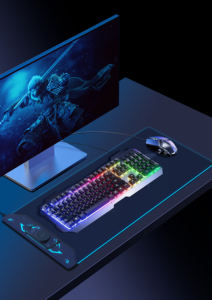 Alfombrilla de Ratón RGB LED con Cargador Inalámbrico Rápido de 15W, Accesorios <span class=keywords><strong>para</strong></span> Escritorio de Juegos con Logotipo Personalizado, Alfombrilla de Escritorio Antideslizante de PU <span class=keywords><strong>para</strong></span> Oficina en Casa - Product Image 3