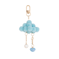 Mode filles nuage en forme d'étoile porte-clés chaîne sac accessoire belle bleu blanc en peluche nuage porte-clés pour Couple