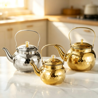 Bouilloire en acier inoxydable en gros avec poignée portable, compatible gaz, pour la maison, avec infuseurs à thé