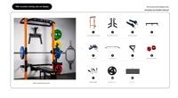 PINJIAN 11 pièces ensemble d'exercice mural pliant pull-up support haltérophilie multi-fonctionnel équipement d'entraînement Squat Rack ensemble