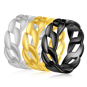 Bague chaîne cubaine tressée en acier inoxydable 8MM, bijou unisexe tendance, cadeau - Product Image 1