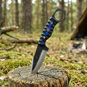 Couteau de survie et de camping haut de gamme, forgé à la main, en acier Damas et bois de rose, pointe tombante, ultra-affûté, avec trou pour le pouce, personnalisable OEM - Product Image 6