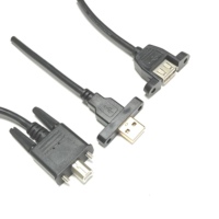 Kabel Ekstensi USB 2.0 Tipe A Male ke Female dengan Lubang Pemasangan Panel Mur M3, Kabel Data Printer
